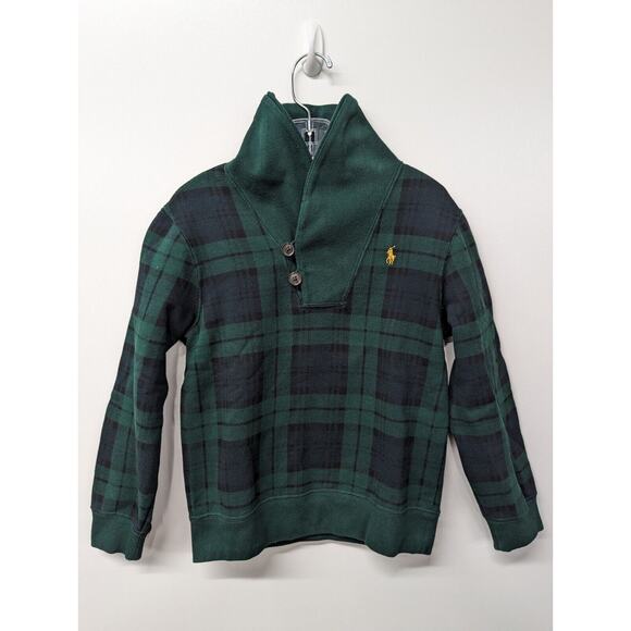 Polo Ralph Lauren Boy's Sweater Shawl-Collar Plaid Pullover Sweatshirt Size 6 - Picture 1 of 8